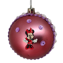 Încărcați imaginea în Galerie, Set Globuri de Craciun Disney pentru Copii Brad Pom Minnie Mouse Red Happy 4 buc 8 cm Strasuri si Perle