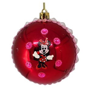 Set Globuri de Craciun Disney pentru Copii Brad Pom Minnie Mouse Red Happy 4 buc 8 cm Sarbatori de Iarna