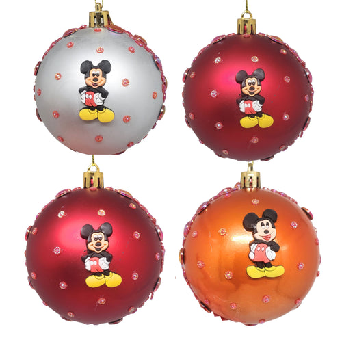 Set Globuri de Craciun Disney pentru Copii Brad Pom Mickey Mouse Lucky Yellow Shoes 4 buc 8 cm