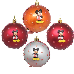 Set Globuri de Craciun Disney pentru Copii Brad Pom Mickey Mouse Lucky Yellow Shoes 4 buc 8 cm Cadou Sarbatori iarna
