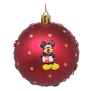 Set Globuri de Craciun Disney pentru Copii Brad Pom Mickey Mouse Lucky Yellow Shoes 4 buc 8 cm Rosii