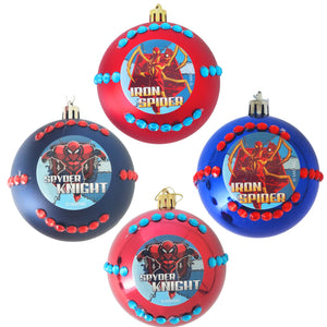 Set Globuri de Craciun Disney pentru Copii Brad Pom Iron Spider Man Knight Metal 4 buc 8 cm