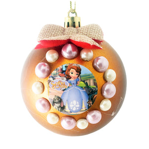 Set Globuri de Craciun Disney pentru Copii Printesa Sofia Intai the First Mov Pearl Metal 4 buc 8 cm