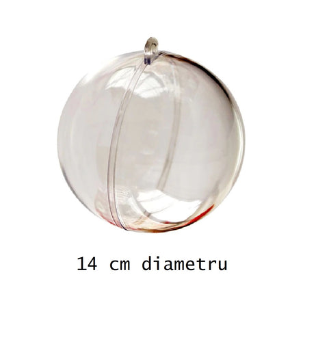 Ornament Glob din Plastic 2 Jumatati pentru Craciun Model Rotund Transparent Nedecorat Blank 14 cm 140 mm