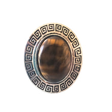 Încărcați imaginea în Galerie, Bijuterie Inel Reglabil cu Pietre Semi-Pretioase Cabochon Oval din Argint Tibetan si Ochi de Tigru Maro caboson 15x18 mm