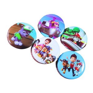 Insigne Brose Rotunde pentru Copii Set 5 Bucati Disney de Ghiozdan Paw Patrol Patrula Catelusilor 30 mm 30 mm