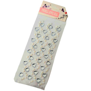 Margele Adezive Autocolante de Lipit Hobby Cristale cu Strasuri Rotunde si Inimi Albe Sticker