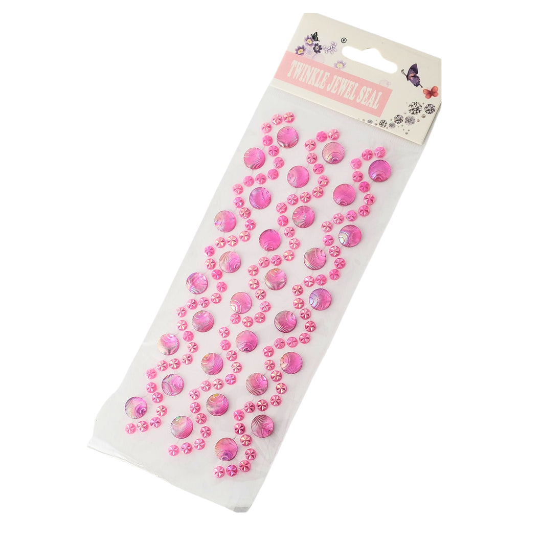 Margele Adezive Autocolante de Lipit Hobby Cristale cu Strasuri Perle Roz Irizante Rotunde Sticker