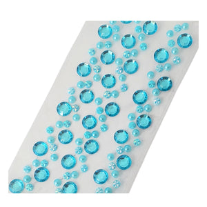 Margele Adezive Autocolante de Lipit Hobby Cristale cu Strasuri Rotunde si Perle Albastre Sticker Handmade