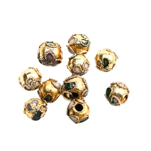 Margele Emailate Cloisonne Metalice Pirogravate cu Fir Aurit Rotunde Galbene Aurii Gold 5.50 mm 1 buc Accesorii Bijuterii