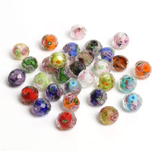 Încărcați imaginea în Galerie, Margele din Sticla de Murano Tailandez Lampa Lampwork cu Trandafirasi sau Insertii Fatetate Multicolore Set 10 buc 12 mm Punga