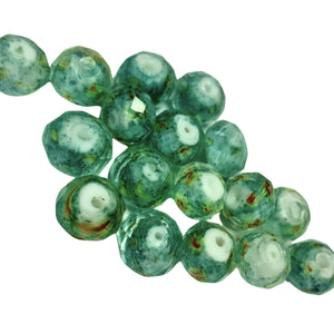 Margele din Sticla de Murano Tailandez Lampa Lampwork cu Insertii Fatetate Verde Turcoaz cu Auriu de 12 mm Deschis Pal Bijuterii