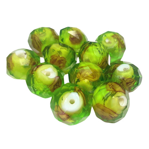 Margele din Sticla de Murano Tailandez Lampa Lampwork cu Trandafirasi Fatetate Verde Intens Padure 12 mm