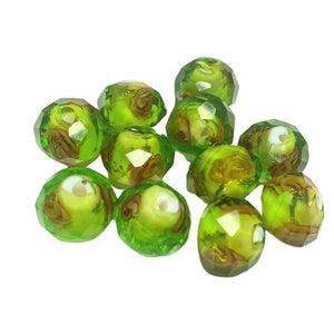 Margele din Sticla de Murano Tailandez Lampa Lampwork cu Trandafirasi Fatetate Verde Intens Padure 12 mm Bijuterii