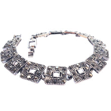 Încărcați imaginea în Galerie, Bijuterie Bratara de Mana cu Marcasite Sticla Cristale Argint Tibetan Square Elegant Cadou Doamne