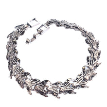 Încărcați imaginea în Galerie, Bijuterie Bratara de Mana cu Marcasite Sticla Cristale Argint Tibetan Crin Imperial Cadou Doamne Aspect Antichizat