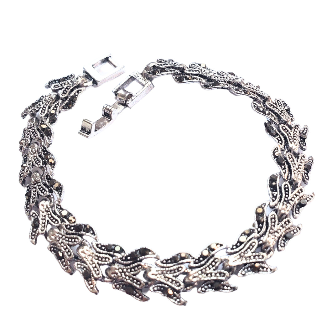 Bijuterie Bratara de Mana cu Marcasite Sticla Cristale Argint Tibetan Crin Imperial Cadou Doamne Aspect Antichizat