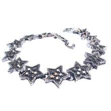 Încărcați imaginea în Galerie, Bijuterie Bratara de Mana cu Marcasite Sticla Cristale Argint Tibetan Stelute Fulg de Nea Cadou Doamne
