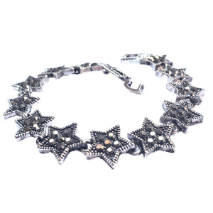 Bijuterie Bratara de Mana cu Marcasite Sticla Cristale Argint Tibetan Stelute Fulg de Nea Cadou Doamne
