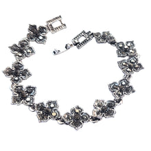 Încărcați imaginea în Galerie, Bijuterie Bratara de Mana cu Marcasite Sticla Cristale Argint Tibetan Trifoi Norocos Cadou Doamne cu 4 Foi Strasuri