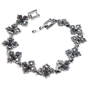 Bijuterie Bratara de Mana cu Marcasite Sticla Cristale Argint Tibetan Trifoi Norocos Cadou Doamne cu 4 Foi Strasuri