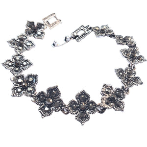Bijuterie Bratara de Mana cu Marcasite Sticla Cristale Argint Tibetan Trifoi Norocos Cadou Doamne Aspect Antichizat