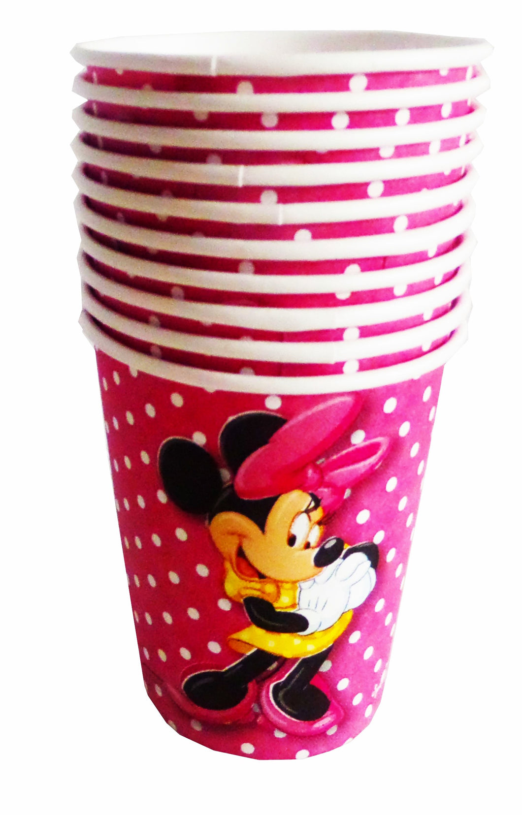 Pahare din Carton Set 10 buc Petrecere Fetite Disney Roza cu Buline Minnie Mouse