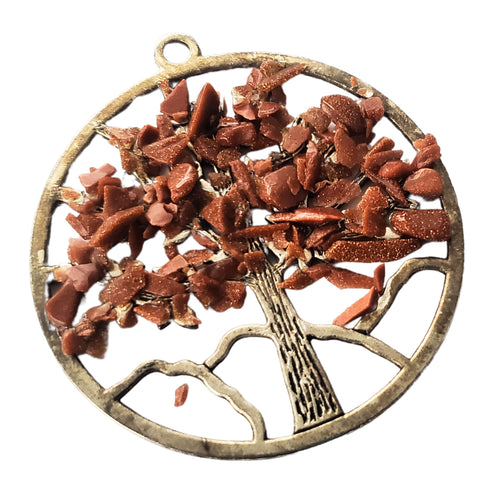 Pandantiv din Pietre Semipretioase Copacul Vietii Tree of Life Piatra Soarelui Maro Margele Chips Spartura