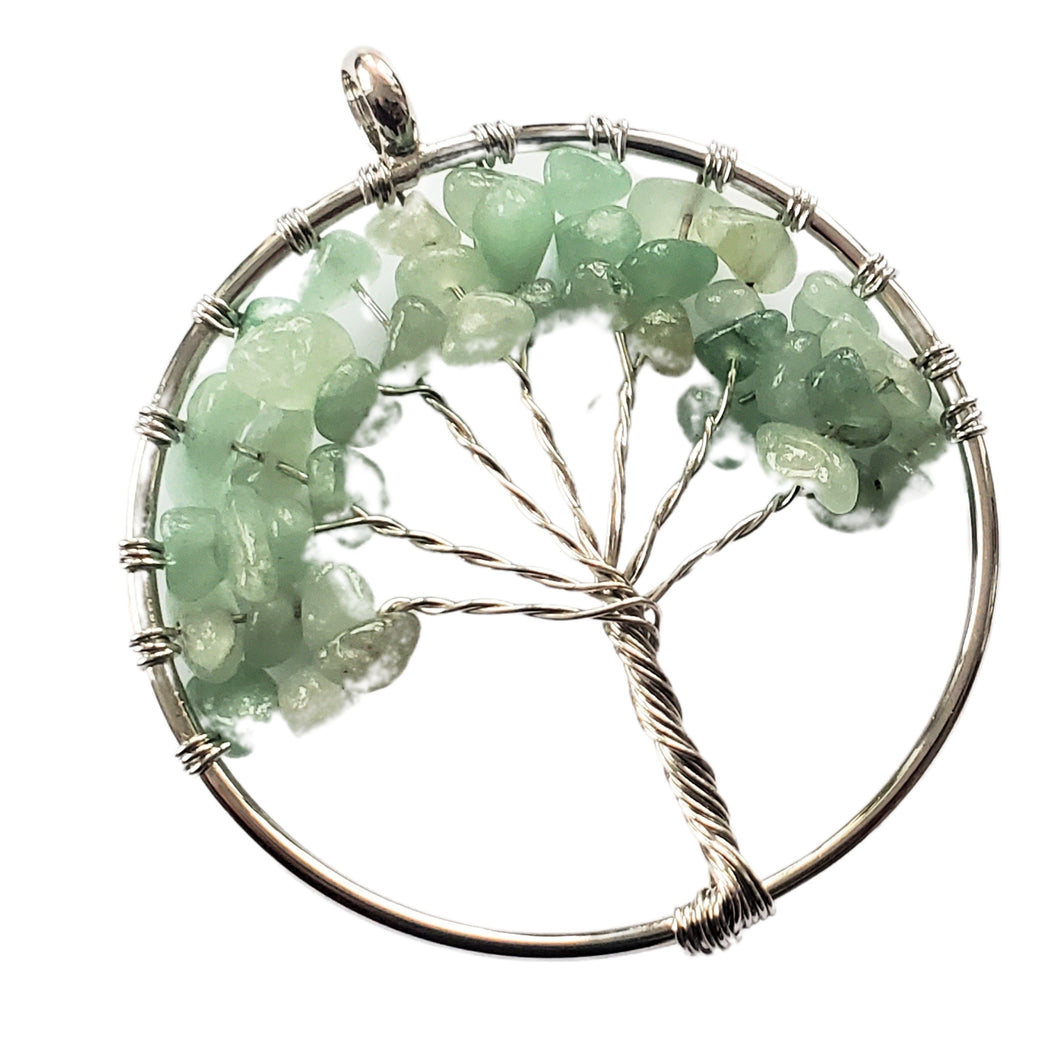 Pandantiv din Pietre Semipretioase Copacul Vietii Tree of Life cu Aventurin Verde Margele Chips Spartura