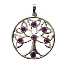 Încărcați imaginea în Galerie, Pandantiv din Pietre Semipretioase Copacul Vietii Lotus Tree of Life Ametist Mov Purple Cabochon