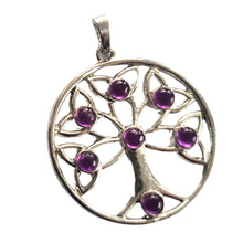 Încărcați imaginea în Galerie, Pandantiv din Pietre Semipretioase Copacul Vietii Lotus Tree of Life Ametist Mov Purple Cabochon Piatra Semipretioasa