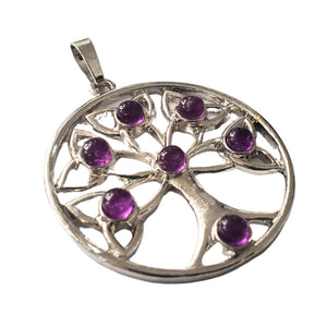 Pandantiv din Pietre Semipretioase Copacul Vietii Lotus Tree of Life Ametist Mov Purple Cabochon Cadou doamne femei