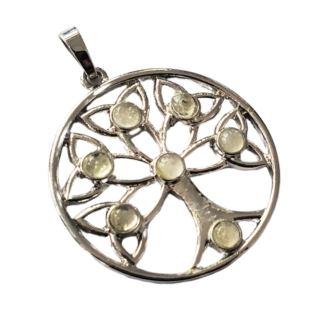Pandantiv din Pietre Semipretioase Copacul Vietii Lotus Tree of Life Citrin Alb Cabochon