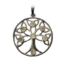 Încărcați imaginea în Galerie, Pandantiv din Pietre Semipretioase Copacul Vietii Lotus Tree of Life Citrin Alb Cabochon Piatra Semipretioasa