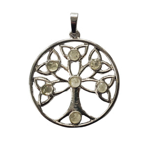 Pandantiv din Pietre Semipretioase Copacul Vietii Lotus Tree of Life Citrin Alb Cabochon Piatra Semipretioasa