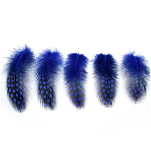 Pene Fulgi de Bibilica de Guineea Naturale Decorative Puf  Lucru Manual Set Albastru Intens 6-12 cm 20 buc Fazan