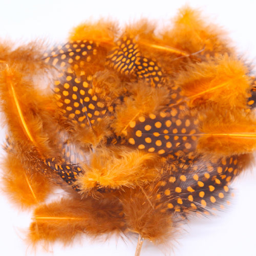 Pene Fulgi de Bibilica de Guineea Naturale Decorative Puf  Lucru Manual Set Portocaliu-Orange 6-12 cm 20 buc
