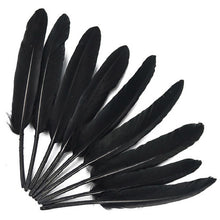 Încărcați imaginea în Galerie, Pene Fulgi Coada de Porumbel Naturale Decorative Puf Lucru Manual Hobby Craft Set Negre Negru 10-14 cm 20 buc