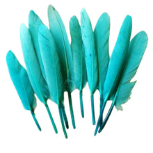 Încărcați imaginea în Galerie, Pene Fulgi Coada de Porumbel Naturale Decorative Puf Lucru Manual Hobby Craft Set Turcoaz Blue 10-14 cm 15 buc