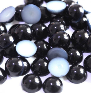 Perle Decorative Jumatati Margele de Lipit Cabochon Negru Black 12 mm Diametru Set de 50 buc