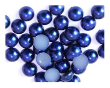 Încărcați imaginea în Galerie, Perle Decorative Jumatati Margele de Lipit Cabochon Albastru Intens 12 mm Diametru Set de 50 buc Scrapbooking