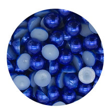 Încărcați imaginea în Galerie, Perle Decorative Jumatati Margele de Lipit Cabochon Albastru Intens 12 mm Diametru Set de 50 buc