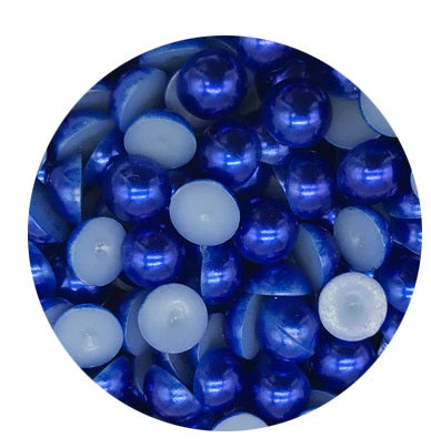 Perle Decorative Jumatati Margele de Lipit Cabochon Albastru Intens 12 mm Diametru Set de 50 buc