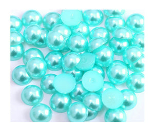 Perle Decorative Jumatati Margele de Lipit Cabochon Turcoaz 12 mm Diametru Set de 50 buc Hobby