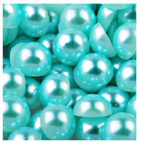 Perle Decorative Jumatati Margele de Lipit Cabochon Turcoaz Perlat 12 mm Diametru Set de 50 buc