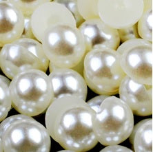 Perle Decorative Jumatati Margele de Lipit Cabochon Crem Alb Mat 12 mm Diametru Set de 50 buc Hobby Craft