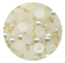 Încărcați imaginea în Galerie, Perle Decorative Jumatati Margele de Lipit Cabochon Crem Alb Mat 12 mm Diametru Set de 50 buc