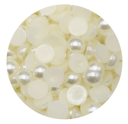 Perle Decorative Jumatati Margele de Lipit Cabochon Crem Alb Mat 12 mm Diametru Set de 50 buc