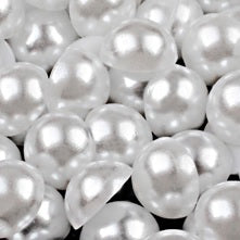 Perle Decorative Jumatati Margele de Lipit Cabochon Alb Mat 12 mm Diametru Set de 50 buc Hobby Art Craft