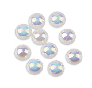 Perle Decorative Jumatati Margele de Lipit Cabochon Alb Lucios 12 mm Diametru Set de 50 buc Hobby Craft